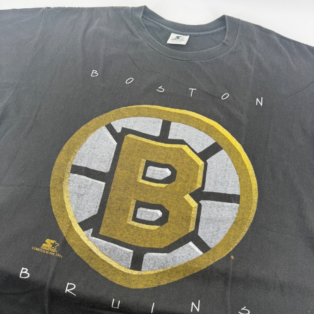 Vintage 1991 Starter Boston Bruins NHL T-Shirt Black XL USA Single Stitch